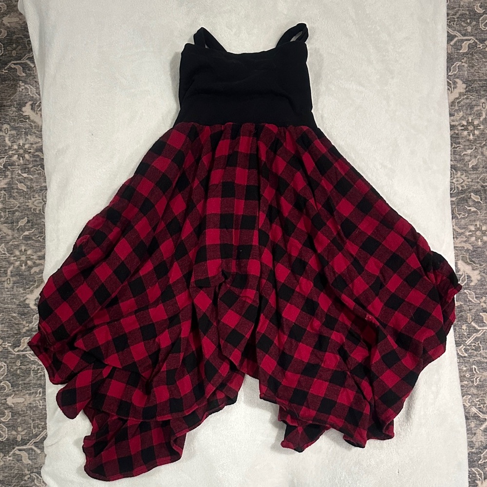 Plaid Red and Black Kids Dress
